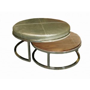 86839 NICKEL NESTING LEATHER OTTOMAN